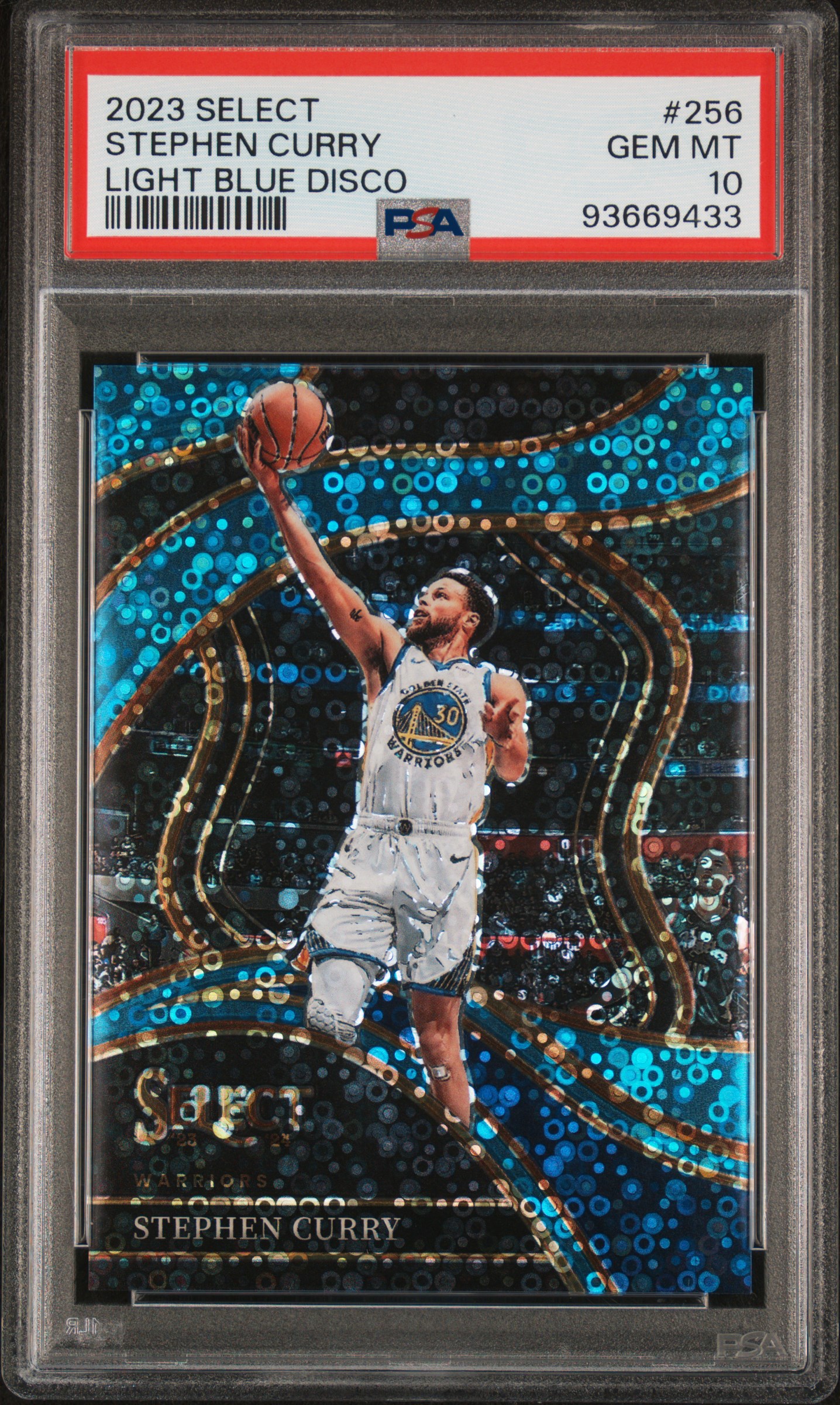 2023 Panini Select Stephen Curry #256 (Light Blue Disco) Gem Mt 10 front