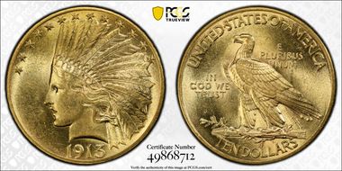 1913 $10 AU58