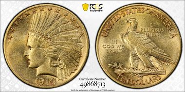 1914 $10 AU55