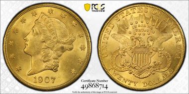 1907 $20 Liberty MS63