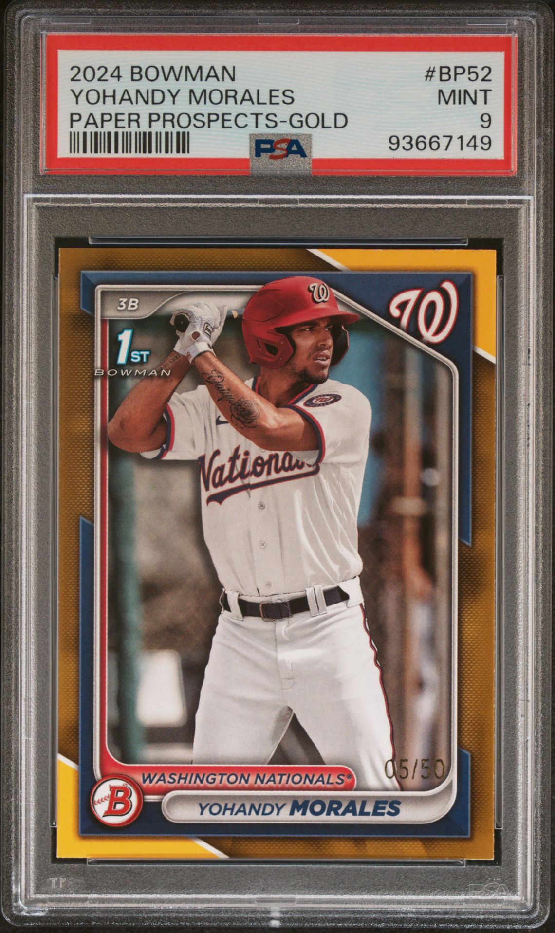 2024 Bowman BOWMAN PAPER PROSPECTS GOLD #BP52 Yohandy Morales front