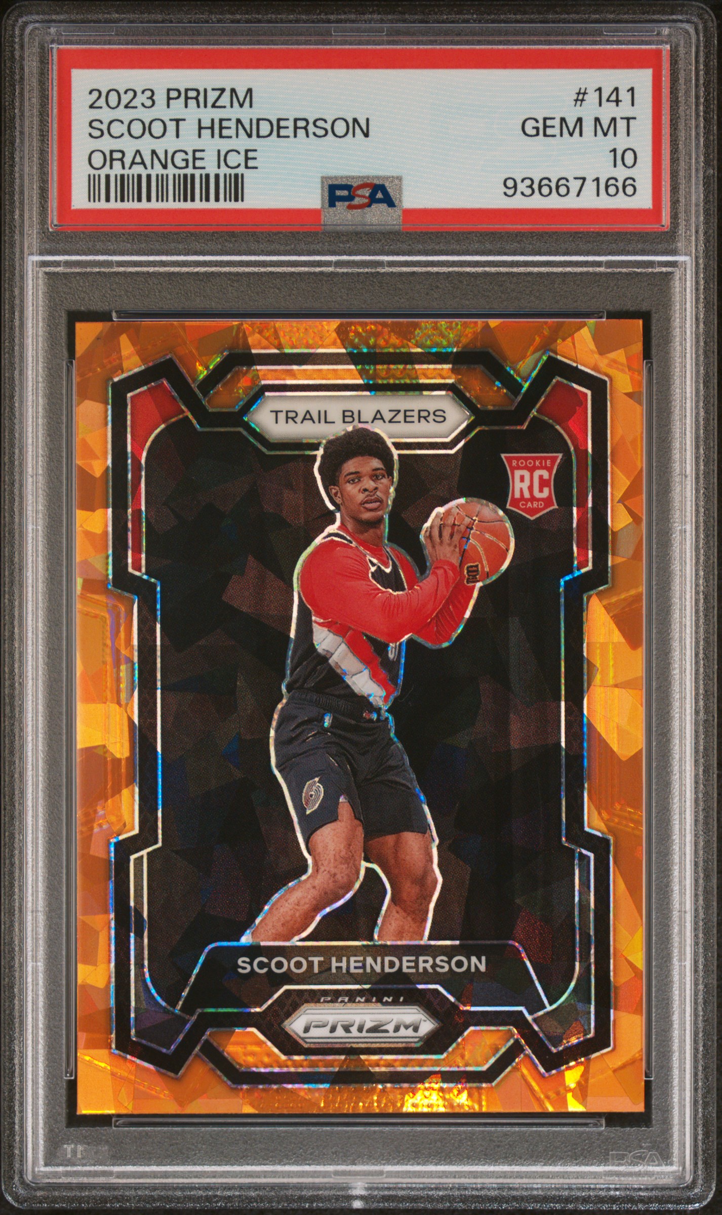 2023 Panini Prizm Scoot Henderson #141 (Orange Ice) Gem Mt 10 front