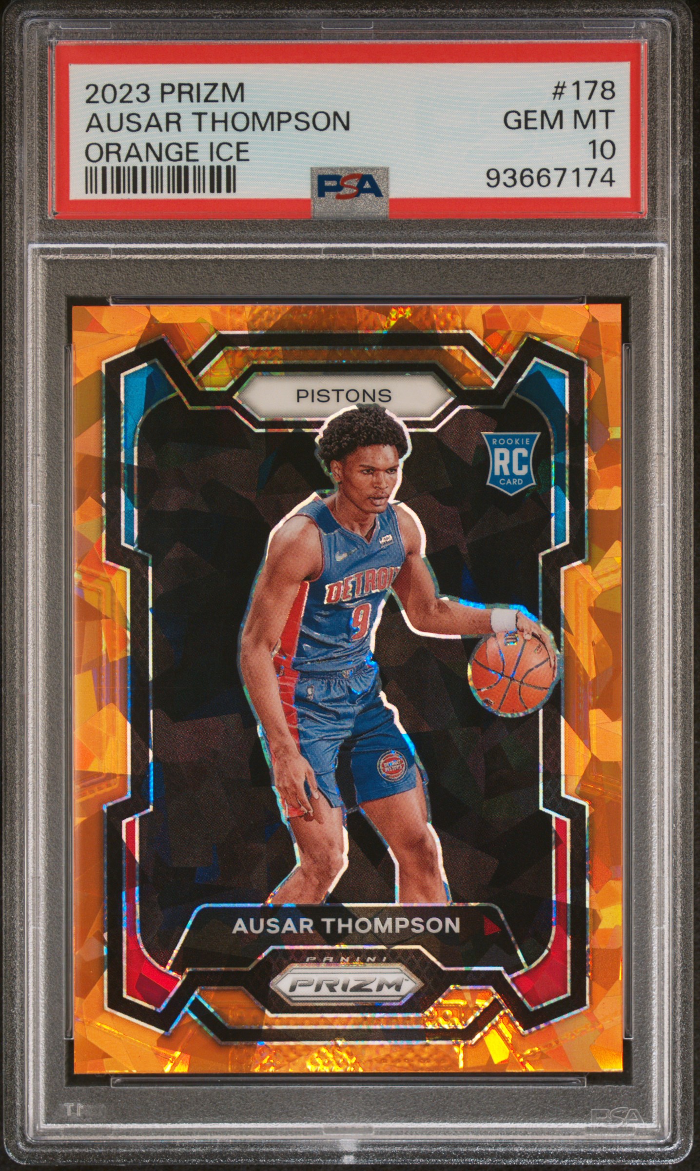 2023 Panini Prizm Ausar Thompson #178 (Orange Ice) Gem Mt 10 front
