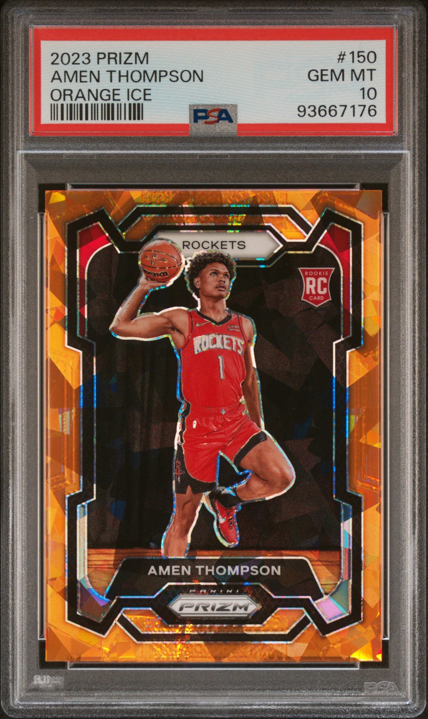 2023 Panini Prizm Amen Thompson #150 (Orange Ice) Gem Mt 10 front