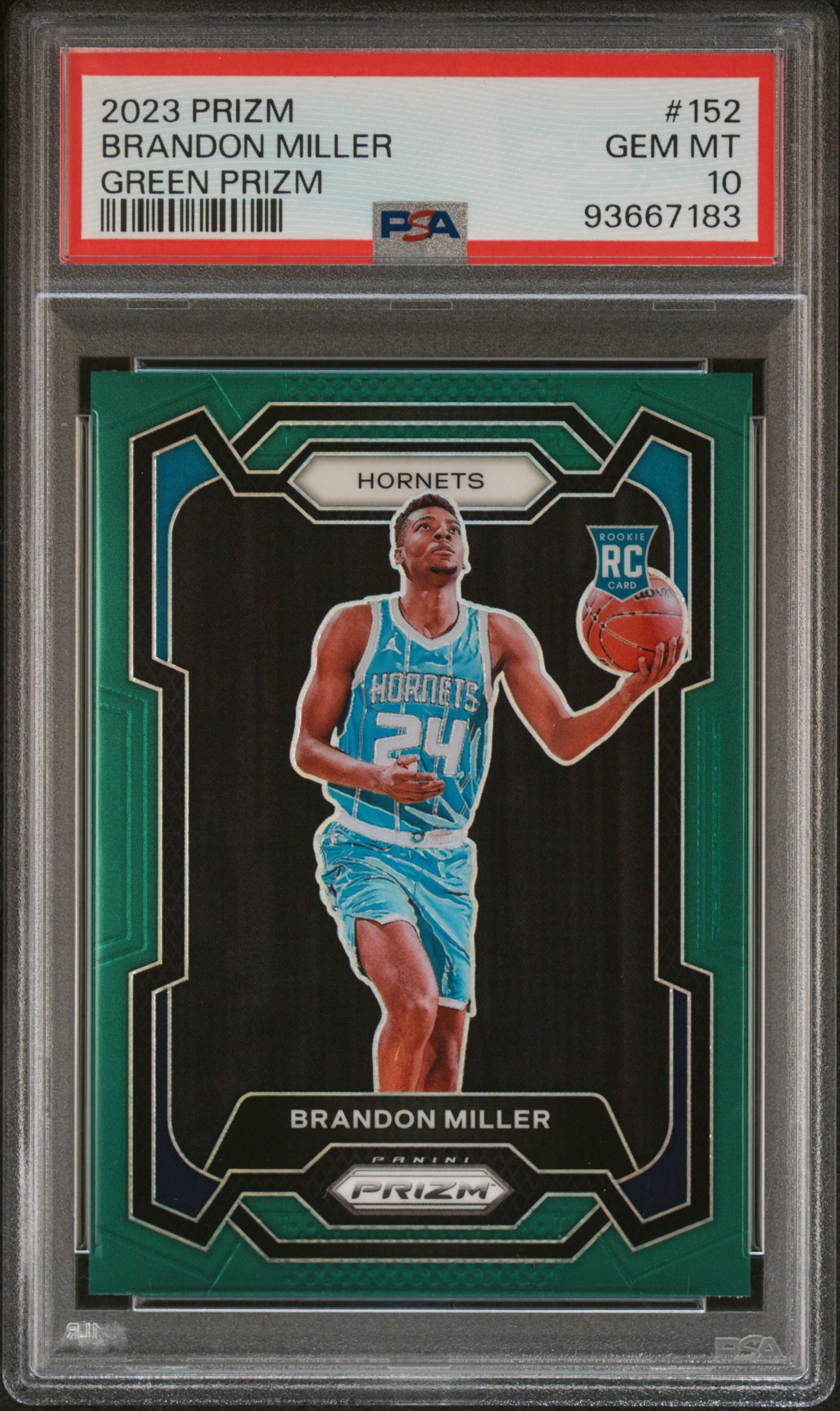 2023 Panini Prizm Brandon Miller #152 (Green Prizm) Gem Mt 10 front