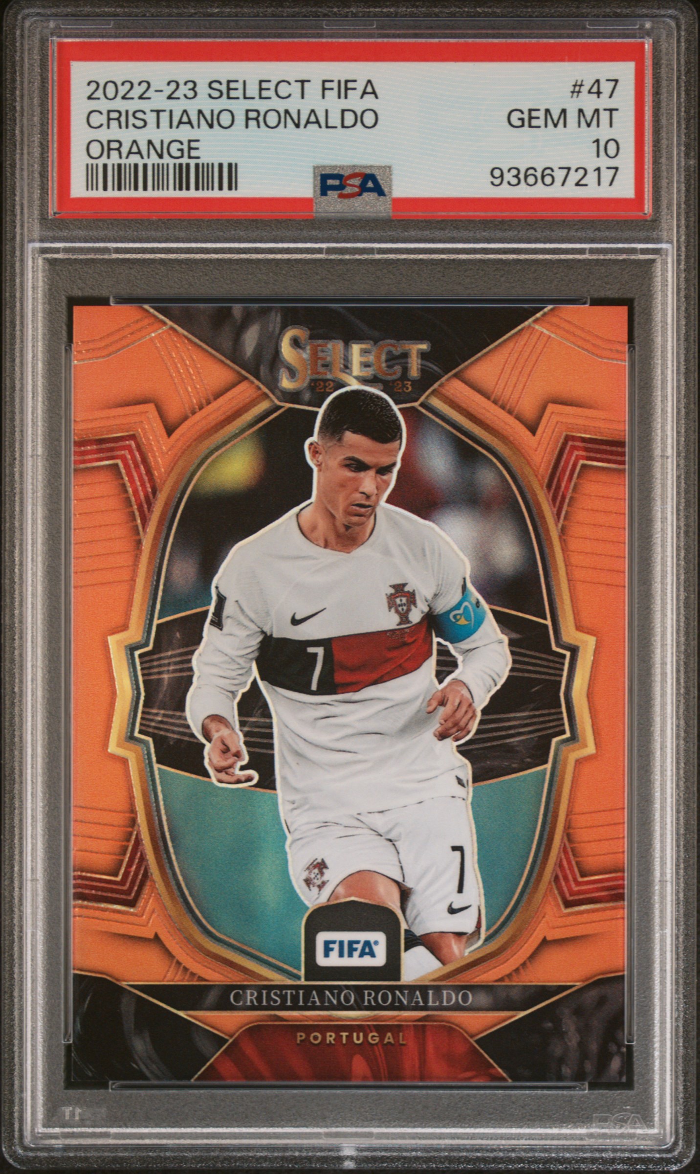 2022 Panini Select Fifa Cristiano Ronaldo #47 (Orange) Gem Mt 10 front