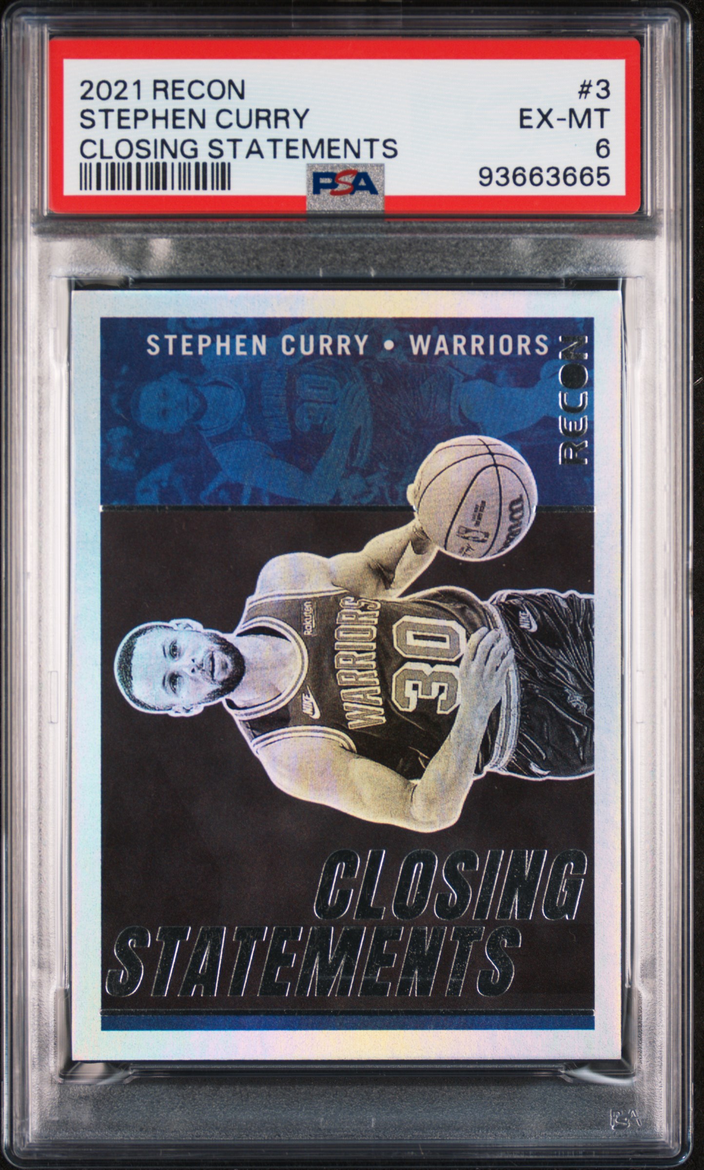 2021 Panini Recon Closing Statements Stephen Curry #3 (Closing Statements) Ex-Mt 6 front