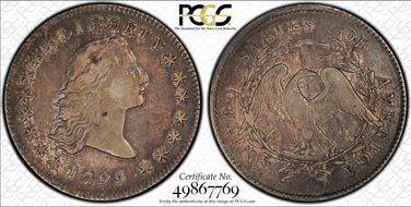 1795 $1 Flowing Hair, 2 Leaves XF40