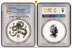 2024-P125 $1 Year of the Dragon Ag Selective Gilt MS69
