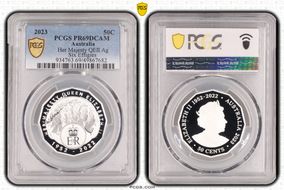 2023 50C Her Majesty QEII Ag Six Effigies PR69DCAM