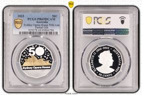 2023 50C Sydney Opera House 50th Ann. Ag Partial Gilt PR69DCAM