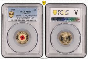 2023 $2 35th Ann $2 Coin Set Colorized Remembrance Red Poppy MS68
