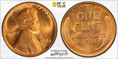 1954-D 1C MS64RD