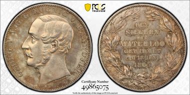1865-B Thaler KM-241 Waterloo AU55