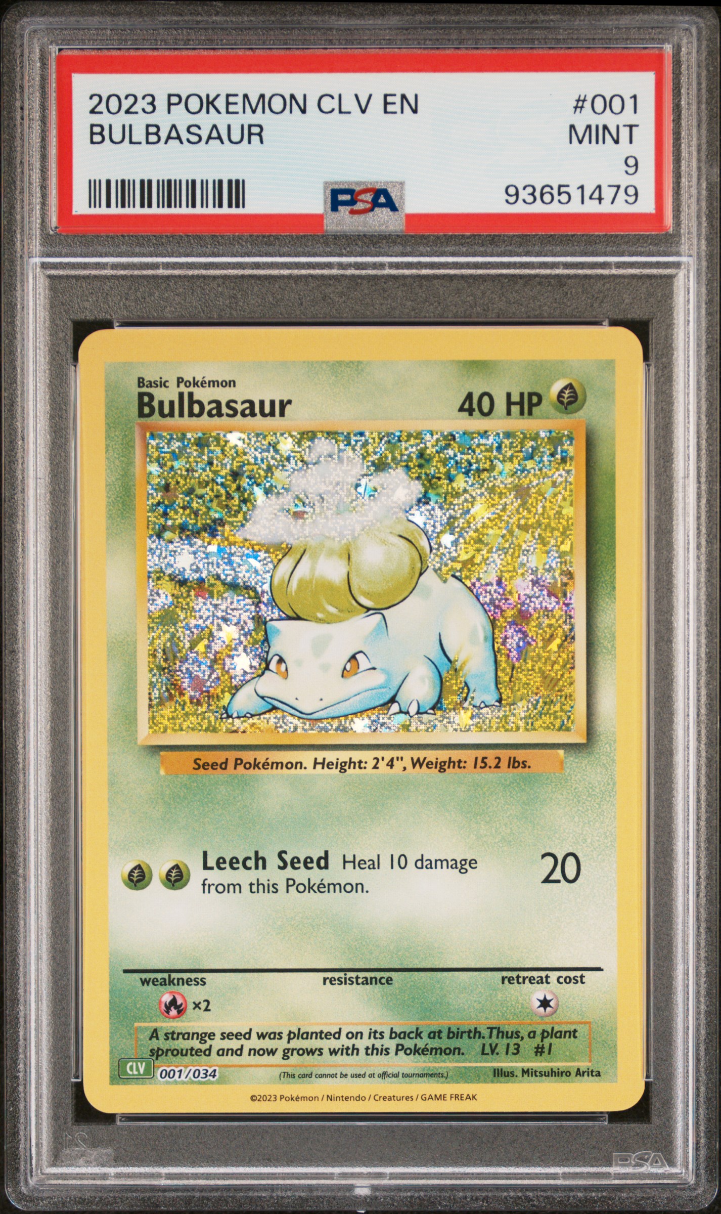 2023 #001 Bulbasaur PSA 9 CLV-Trading Card Game Classic Venusaur & Lugia EX Deck