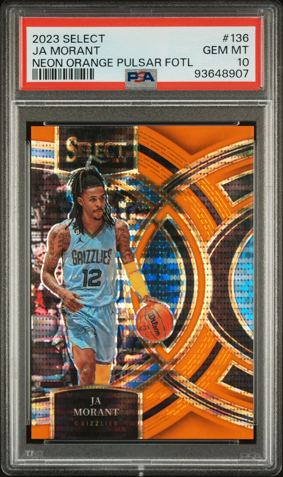 2023 Panini Select Ja Morant #136 (Neon Orange Pulsar Fotl) Gem Mt 10 front
