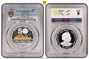 2023 50C Sydney Opera House 50th Ann. Ag Partial Gilt PR69DCAM
