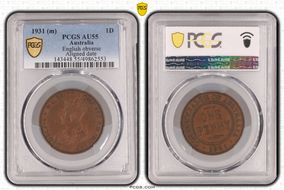 1931 (m) 1D English obverse Aligned date AU55BN