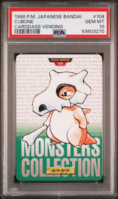 Cubone card PSA 10, cert 93603270