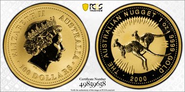 2000 $100 Kangaroos-Nugget Au MS69