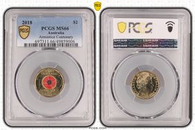 2018 $2 Armistice Centenary Colorized MS66