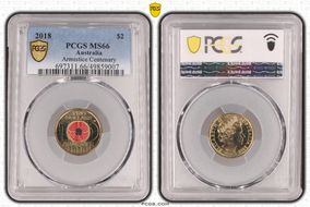 2018 $2 Armistice Centenary Colorized MS66