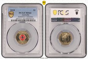 2018 $2 Armistice Centenary Colorized MS66