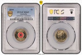 2018 $2 Armistice Centenary Colorized MS65