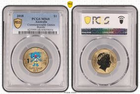 2018 $1 Commonwealth Games Borobi Colorized MS68