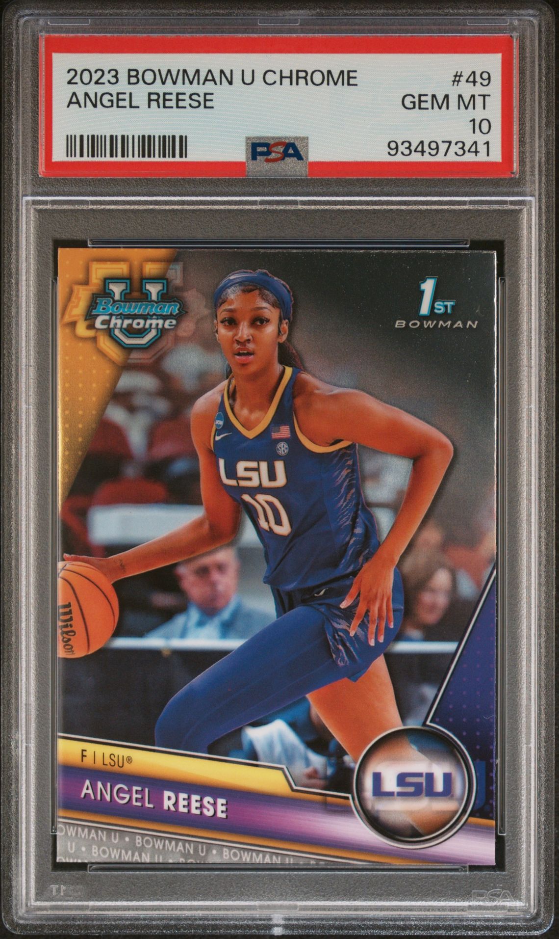 2023 Bowman BOWMAN UNIVERSITY CHROME PINK REFRACTOR #49 Angel Reese front