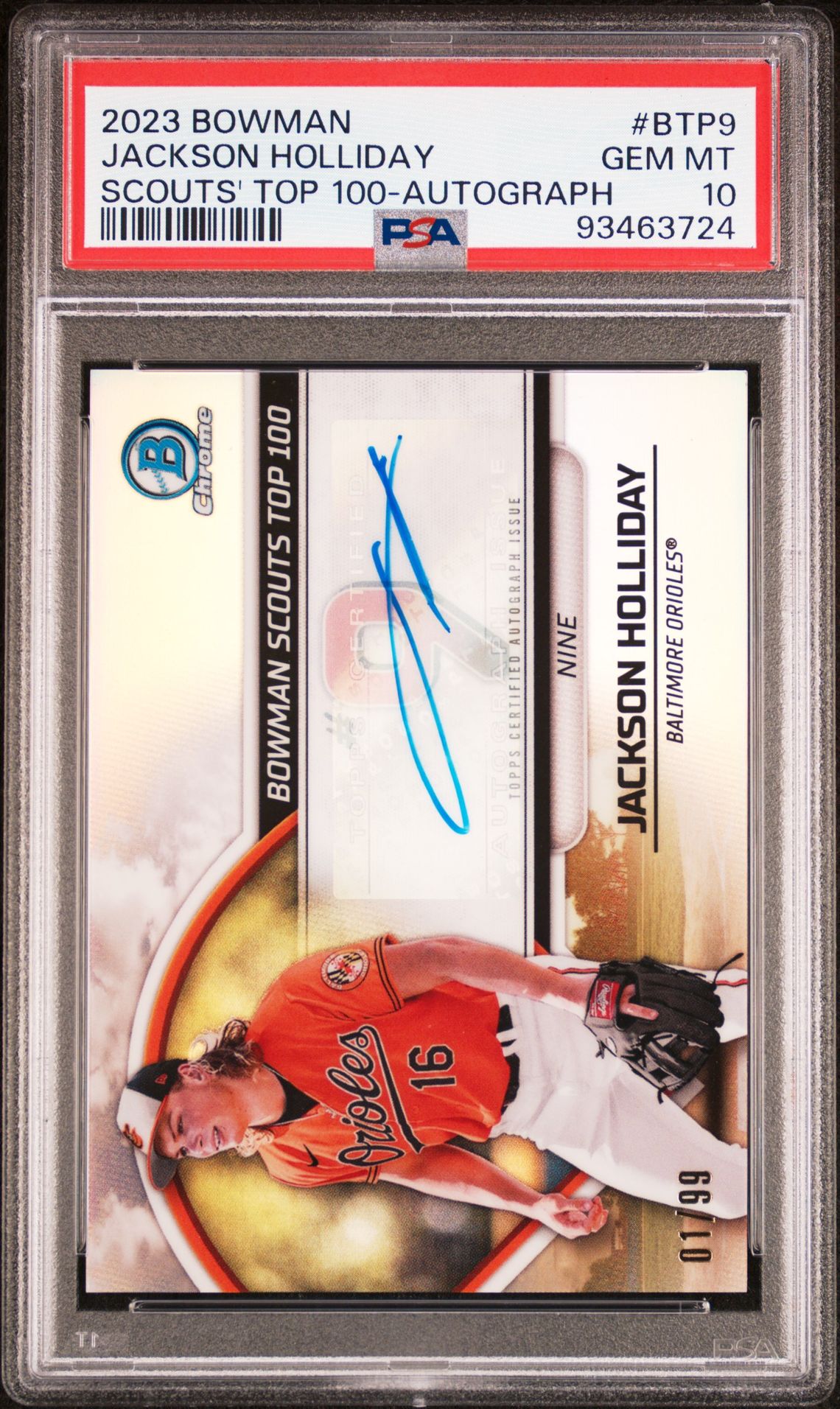2023 Bowman BOWMAN SCOUTS' TOP 100 AUTOGRAPH #BTP9 Jackson Holliday front