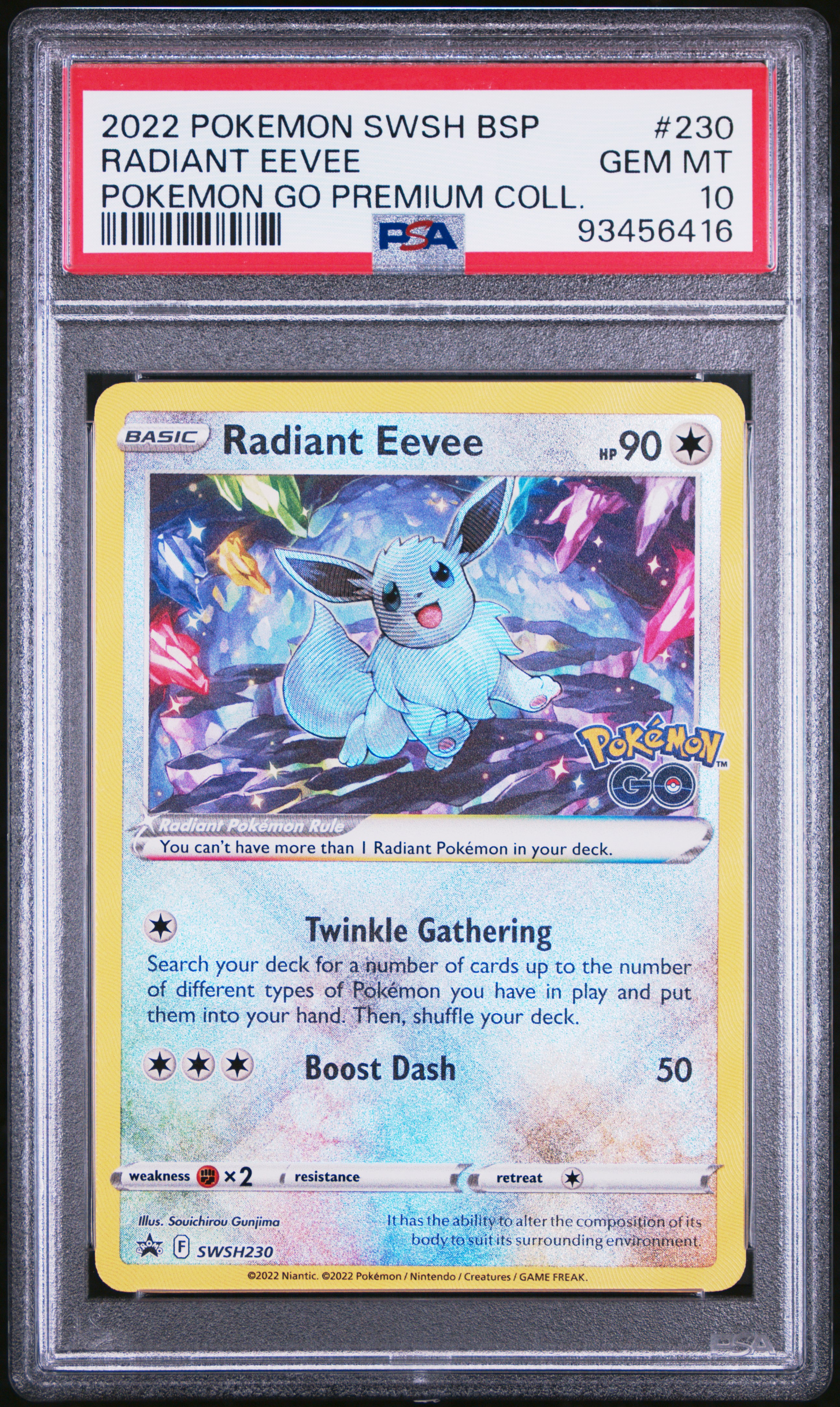 2022 Pokemon Swsh Black Star Promo Radiant Eevee #230 (Pokemon Go Premium Coll.) Gem Mt 10 front