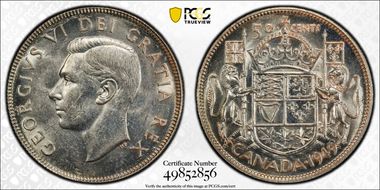 1949 50C Narrow Date MS62