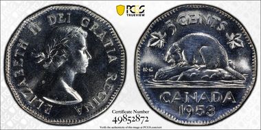 1953 5C No Strap, Far Leaf MS64