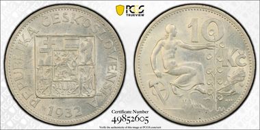 1932 10 Kor KM-15  Ag MS62