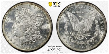 1880/79-S $1 VAM 9, Doubled 18-0 MS62