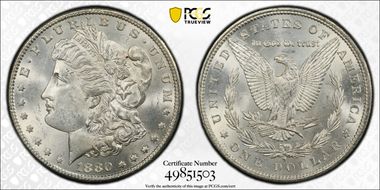 1880/9-S $1 VAM 11, Overdate MS62