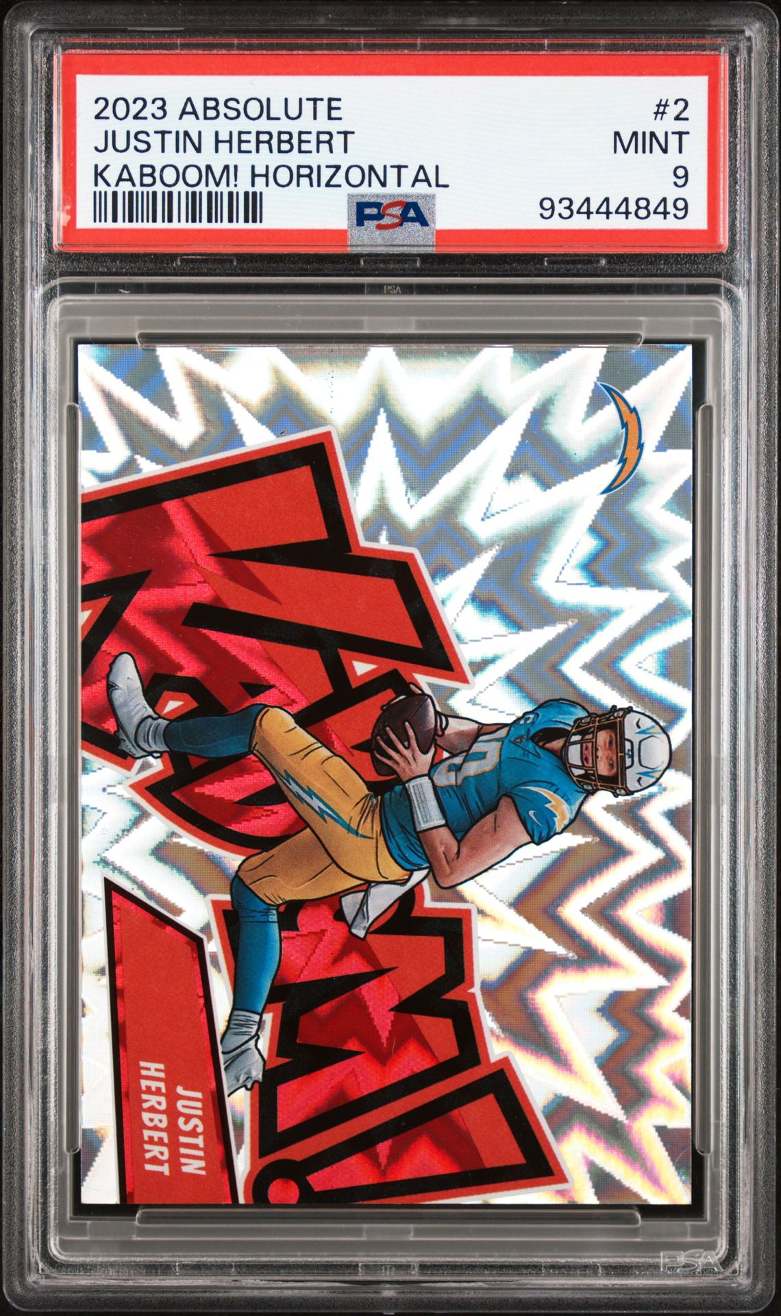 2023 Panini Absolute Kaboom! Horizontal Justin Herbert #2 Mint 9 front