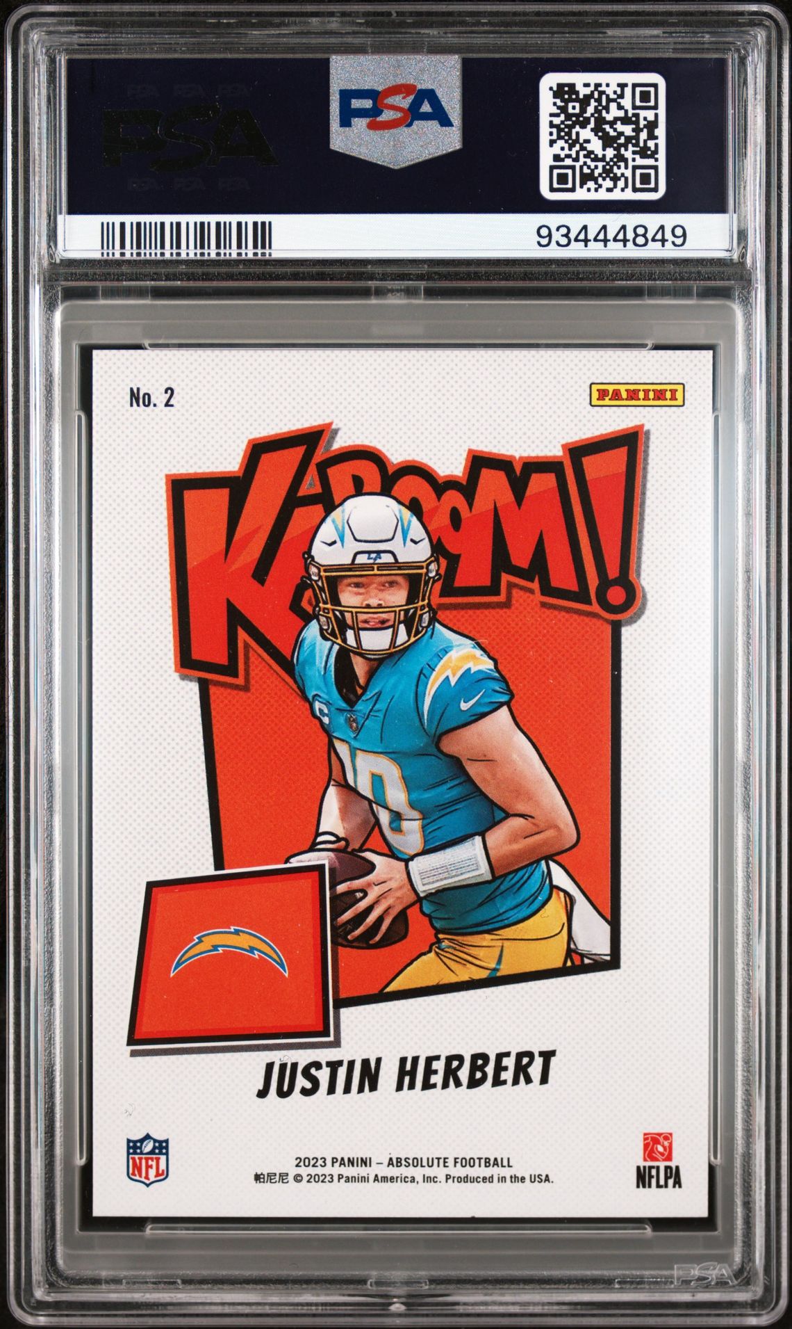 2023 Panini Absolute Kaboom! Horizontal Justin Herbert #2 Mint 9 back
