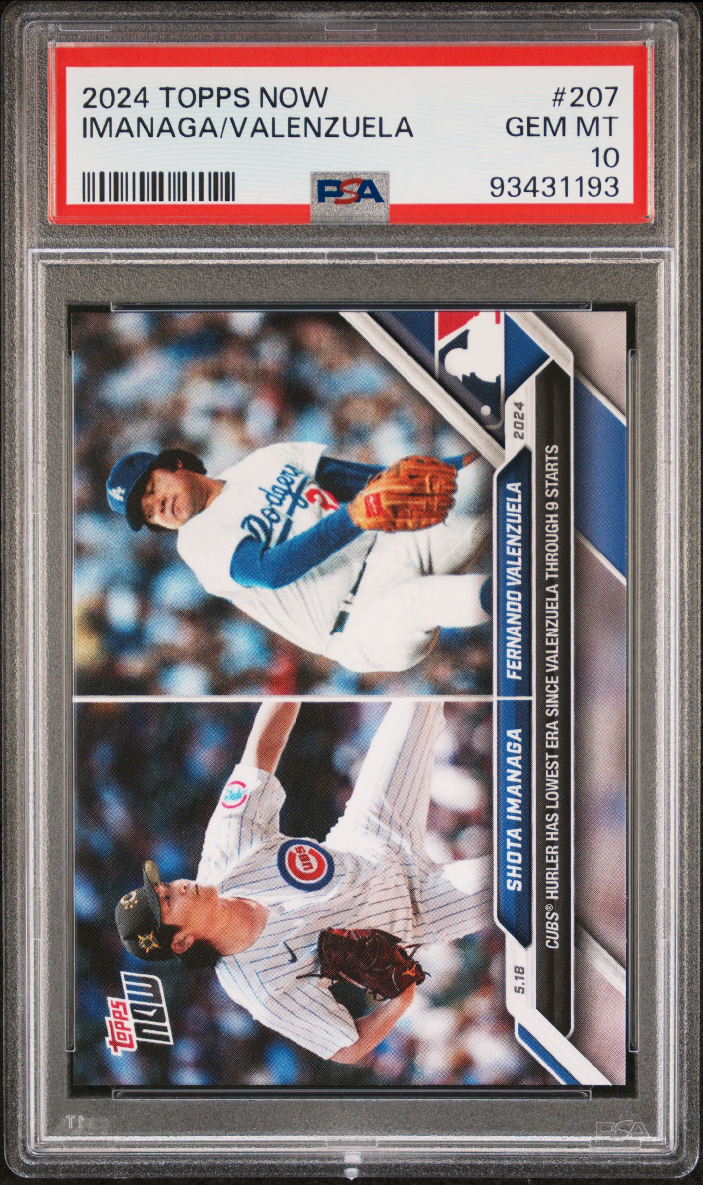 2024 Topps Now Imanaga/Valenzuela #207 Gem Mt 10 front