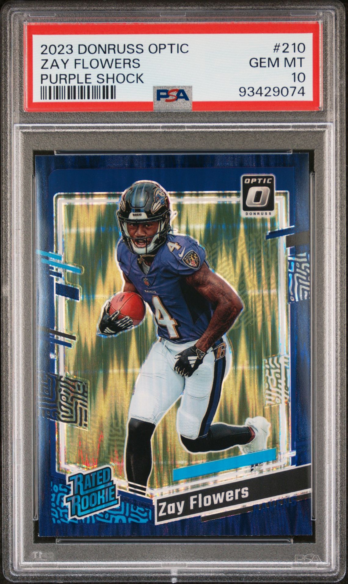 2023 Panini Donruss Optic Zay Flowers #210 (Purple Shock) Gem Mt 10 front