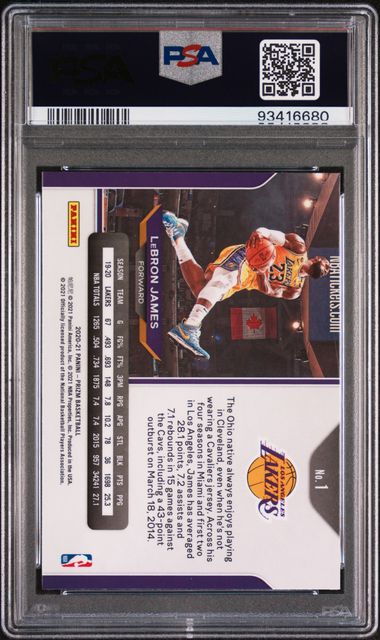 2020 Panini Prizm Lebron James #1 Mint 9 back