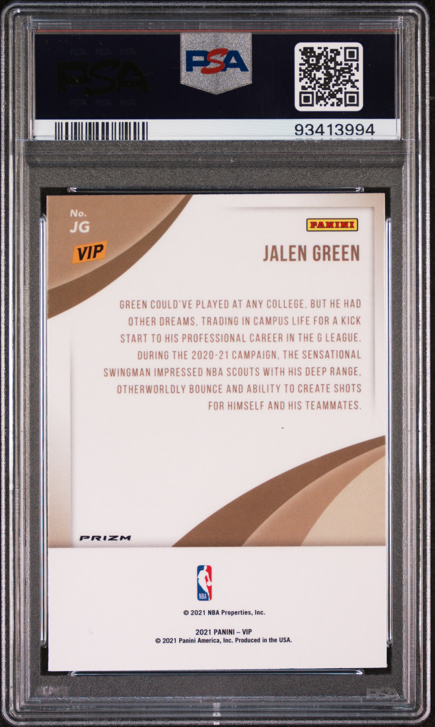 2022 Panini National Vip Prospects Jalen Green #Jg (Prospects-Giraffe) Mint 9 back