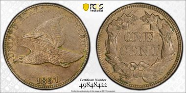 1857 1C Flying Eagle AU55
