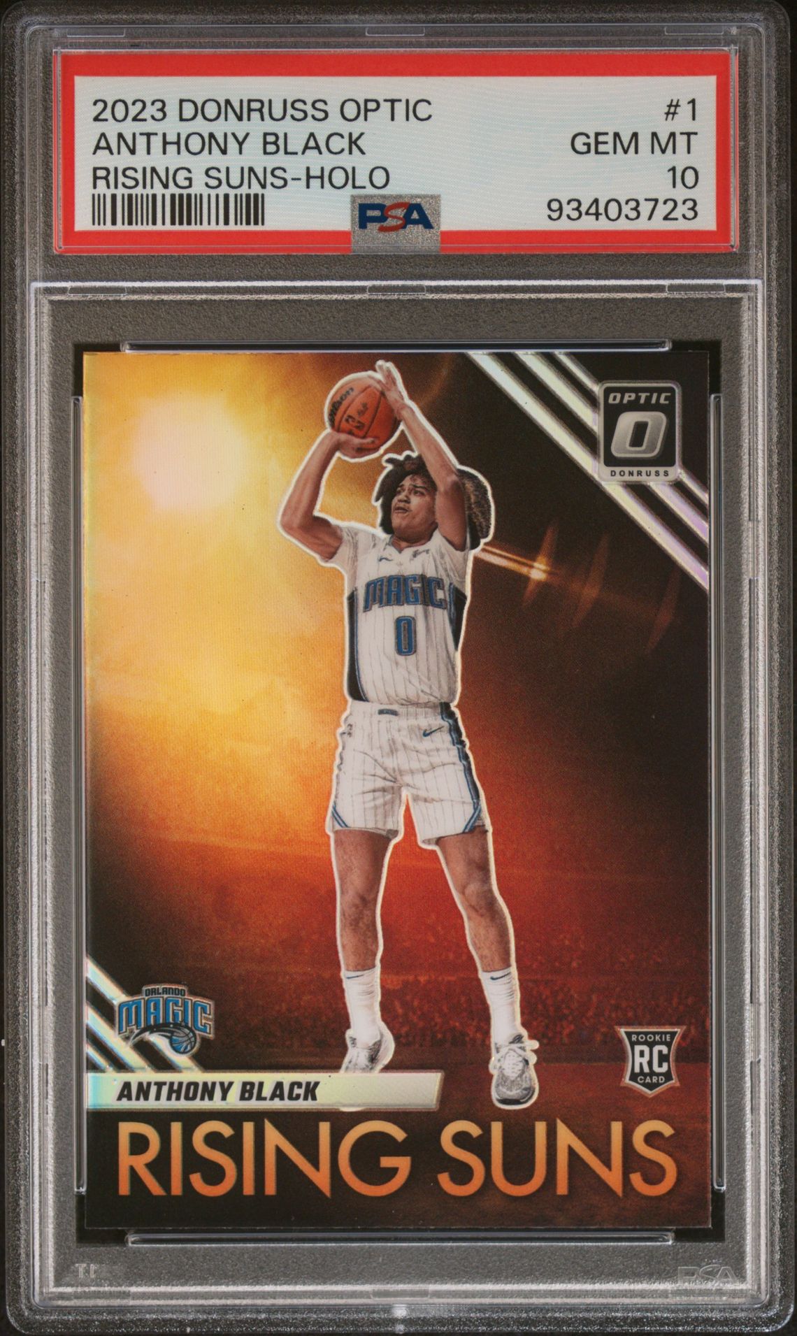 2023 Panini PANINI DONRUSS OPTIC RISING SUNS HOLO #1 Anthony Black front