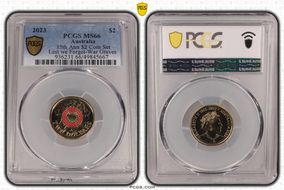 2023 $2 35th Ann $2 Coin Set Colorized Lest we Forget-War Graves MS66