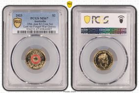 2023 $2 35th Ann $2 Coin Set Colorized Lest we Forget-War Graves MS67