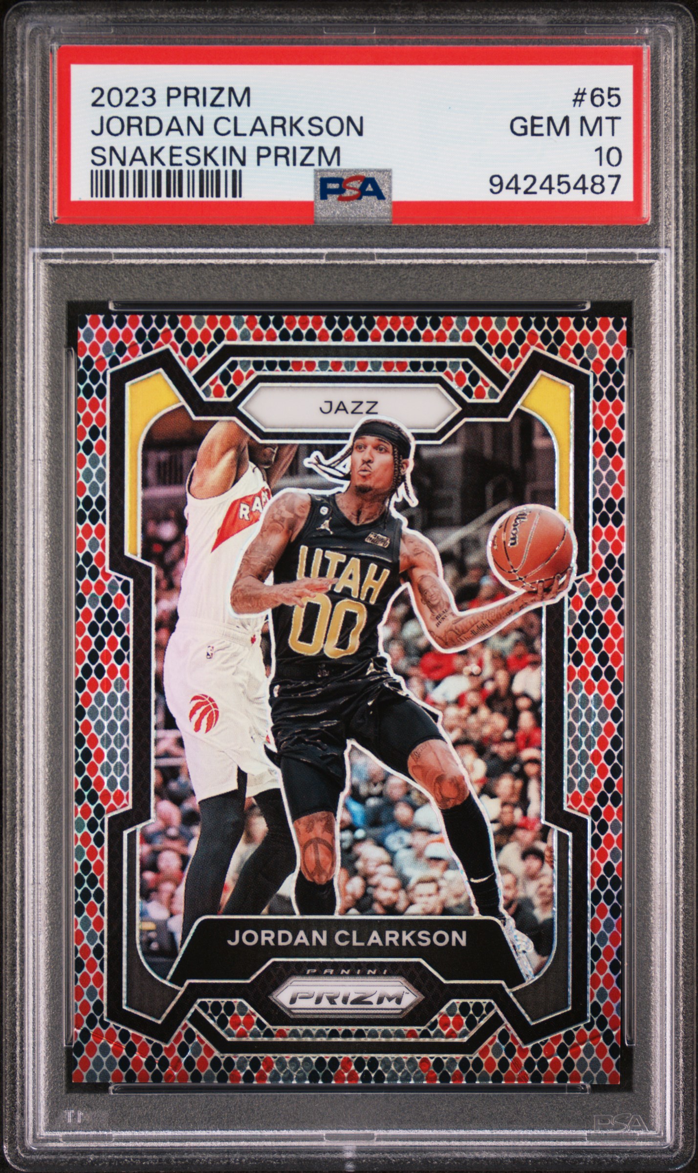 2023 Panini Prizm Jordan Clarkson #65 (Snakeskin Prizm) Gem Mt 10 front