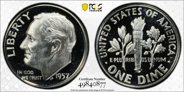 1957 10C PR68CAM