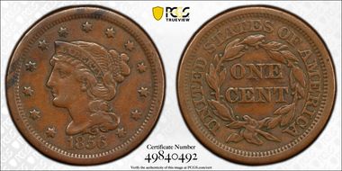 1856 1C Slanted 5 VF30BN